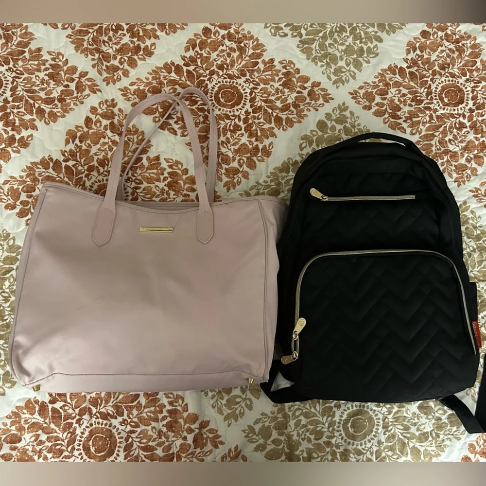 2 Gently Used Unisex Baby Diaper Bags - Mommore & FisherPrice